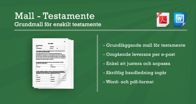 Dokumentmall Testamente Grundmall för enskilt testamente